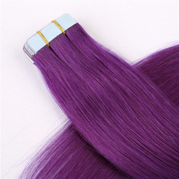 Purple color tape in hair extensions LJ199